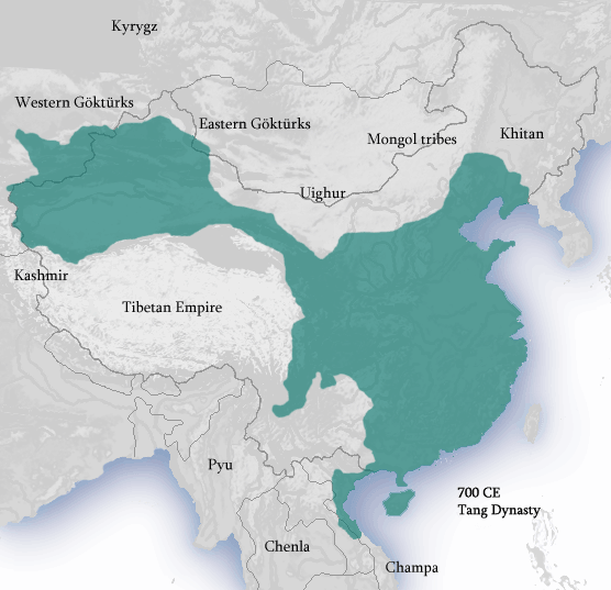 map, china, tang dynasty